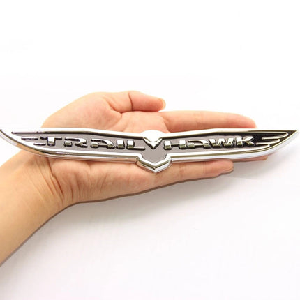 1-Pack Trailhawk Emblem for Jeep Trail Wing/Trail Hawk Badge (Black Red / Chrome Black)