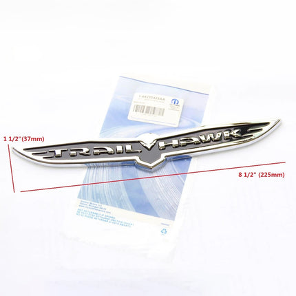 8.5" Trailhawk Emblem Badge – Replacement Badge for Jeep Trailhawk (Black Red / Chrome Black)