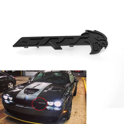 SRT Hellcat Front Grille Emblem Badge for 2018–2023 Dodge Challenger - Black/Red/Chrome