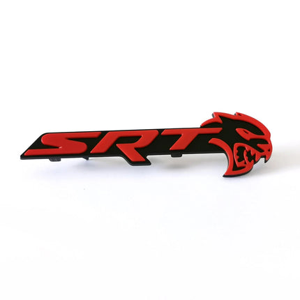 SRT Hellcat Front Grille Emblem Badge for 2018–2023 Dodge Challenger - Black/Red/Chrome
