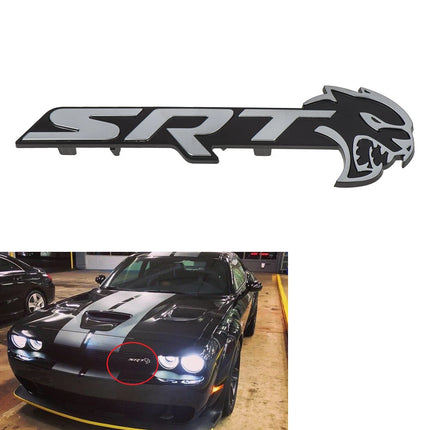 SRT Hellcat Front Grille Emblem Badge for 2018–2023 Dodge Challenger - Black/Red/Chrome