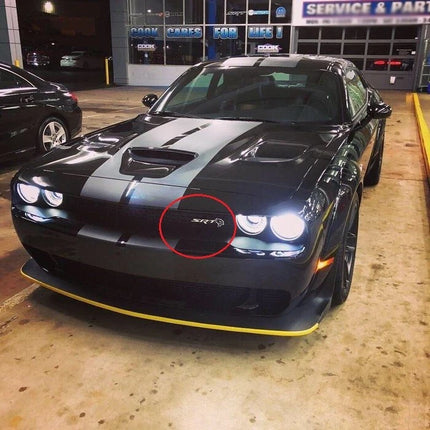 SRT Hellcat Front Grille Emblem Badge for 2018–2023 Dodge Challenger - Black/Red/Chrome