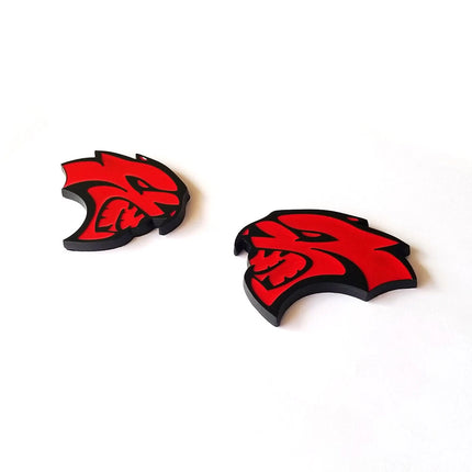 Hellcat Side Emblem Badge Set for Dodge Challenger & Charger - Black/Red/Chrome