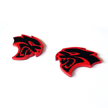 Hellcat Side Emblem Badge Set for Dodge Challenger & Charger - Black/Red/Chrome