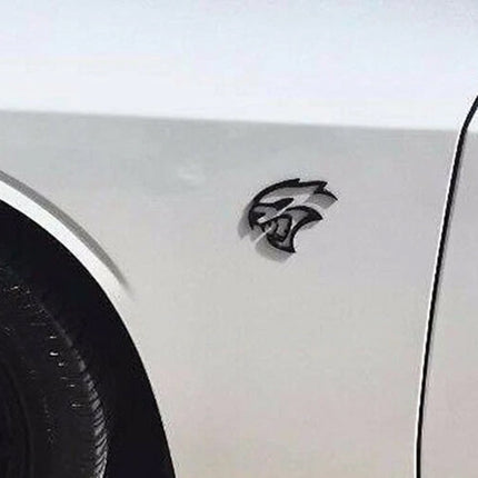 2Pack Hollow Hellcat Emblems for Dodge SRT Badge 68269896AA (Black/Red/Chrome)