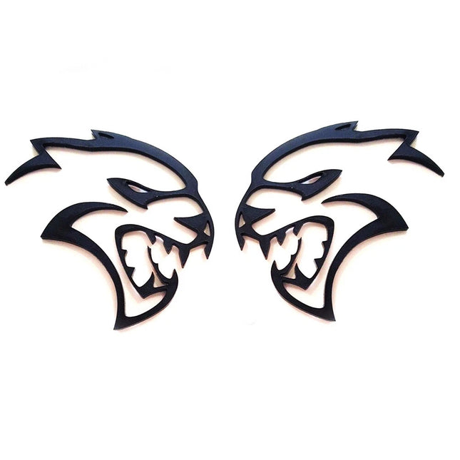 Hellcat Hollow Emblem Badge Set for 2020-2023 Dodge Challenger Charger (Black/Red/Chrome) 2-Pack