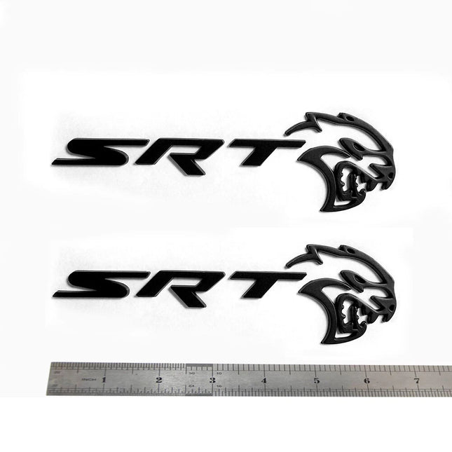2Pack Hollow Hellcat SRT Emblems for Dodge Badge (Black/Red/Chrome)