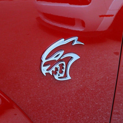 2Pack Hollow Hellcat Emblems for Dodge SRT Badge 68269896AA (Black/Red/Chrome)