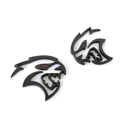 2Pack Redeye Hellcat Badge Emblems for Dodge Challenger SRT 68394607AB (Black/Chrome)