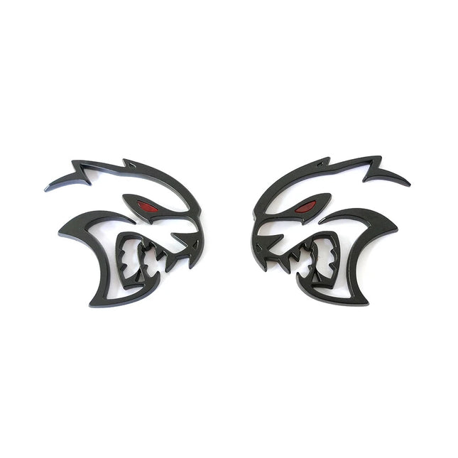 2Pack Redeye Hellcat Badge Emblems for Dodge Challenger SRT 68394607AB (Black/Chrome)
