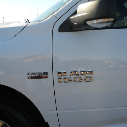 3D Side Badges Emblem Set for 2015-2018 RAM 1500 68247897AA (Black/Chrome/Red)