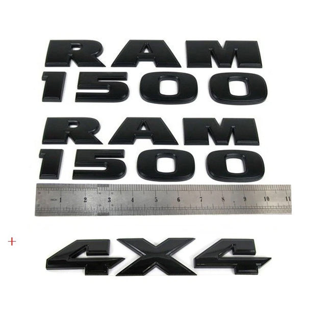 4X4 Emblem Set for RAM 1500 68247897AA 3D Raised Letter Badges 3Pack (Chrome / Black Red)