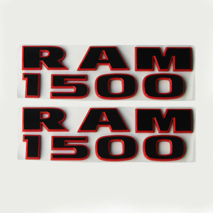3Pack Emblems for RAM 1500 4X4 Letters 3D Badges Genuine Chrome / Black Red