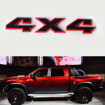 3Pack Emblems for RAM 1500 4X4 Letters 3D Badges Genuine Chrome / Black Red