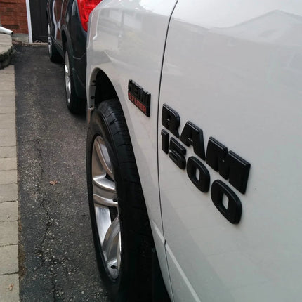 Emblem Set for RAM 1500 4X4 5.7 Liter HEMI Grille Tailgate Badges Black (Ram Head / Skull-themed)