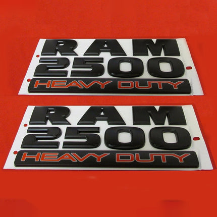 Heavy Duty Emblem Badge Set for RAM 2500 Replacement with 4x4 Optional - Black/Red (2Pack/3Pack)