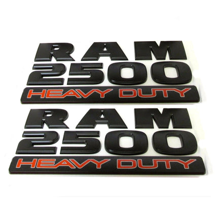 Heavy Duty Emblem Badge Set for RAM 2500 Replacement with 4x4 Optional - Black/Red (2Pack/3Pack)