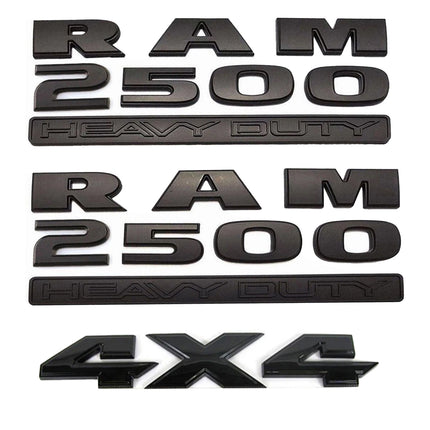 Heavy Duty Emblem Badge Set for RAM 2500 Replacement with 4x4 Optional - Black/Red (2Pack/3Pack)