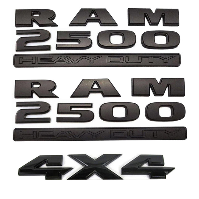 Heavy Duty Emblem Badge Set for RAM 2500 Replacement with 4x4 Optional - Black/Red (2Pack/3Pack)