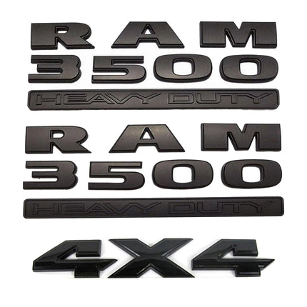 Heavy Duty Emblem Kit for RAM 3500 with 4x4 Optional Badge Replacement - Black/Red (2Pack/3Pack)