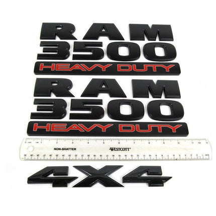 Heavy Duty Emblem Kit for RAM 3500 with 4x4 Optional Badge Replacement - Black/Red (2Pack/3Pack)