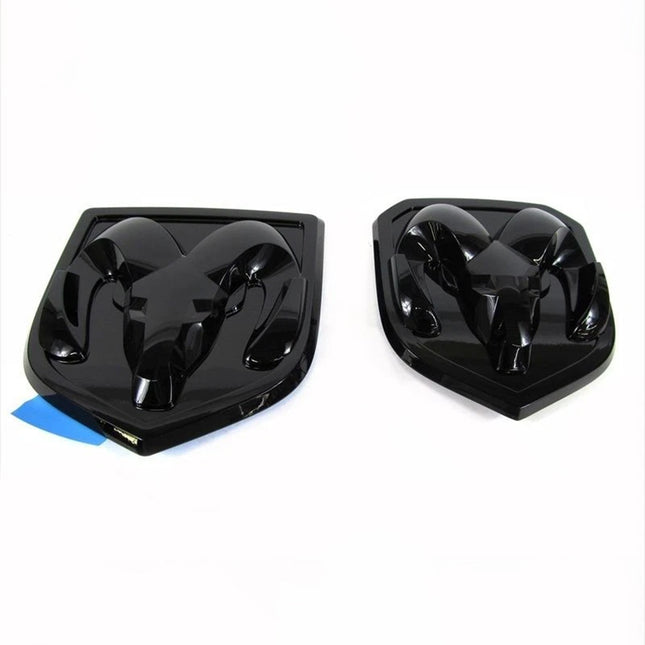 2Pack Grille Tailgate Emblems for Ram 1500 2500 3500 Front Rear Badge (Black/Red/Chrome)