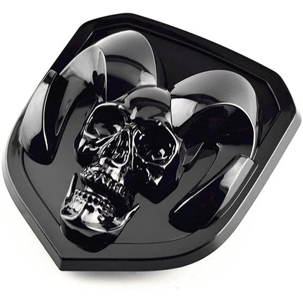 2Pack Skull Emblems for Ram 1500 2500 3500 Front Grille Tailgate Badge (Black/Red/Chrome)