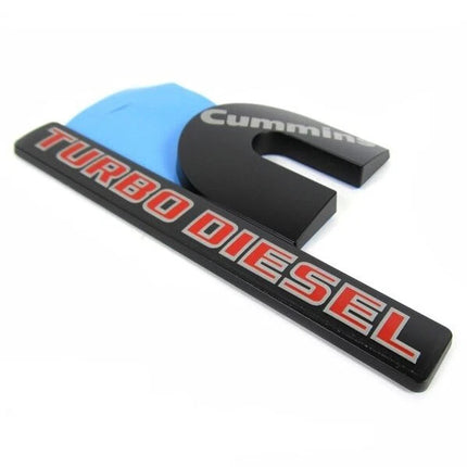 Cummins Turbo Diesel Emblem Badge Fits Ram 2500/3500 3D Replacement (Black/Red/Chrome)