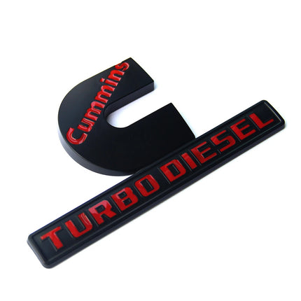 Cummins Turbo Diesel Emblem Badge Fits Ram 2500/3500 3D Replacement (Black/Red/Chrome)