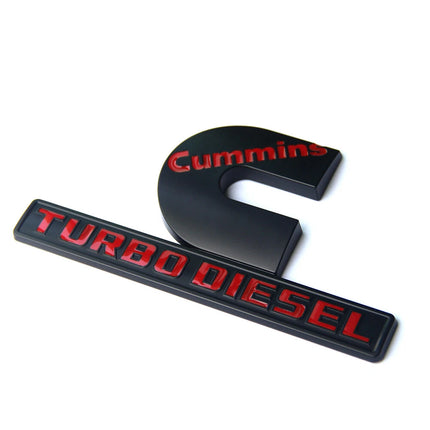 Cummins Turbo Diesel Emblem Badge Fits Ram 2500/3500 3D Replacement (Black/Red/Chrome)