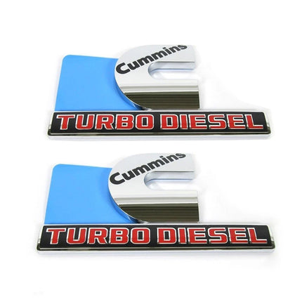 Cummins Turbo Diesel Emblem Badge Fits Ram 2500/3500 3D Replacement (Black/Red/Chrome)