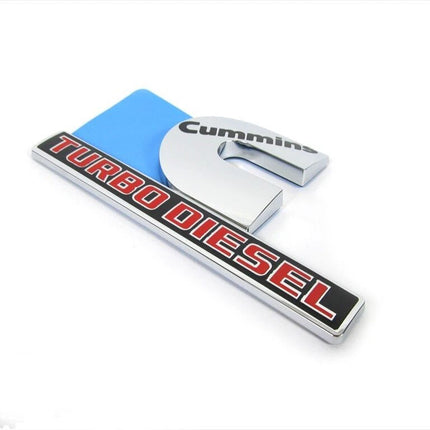 Cummins Turbo Diesel Emblem Badge Fits Ram 2500/3500 3D Replacement (Black/Red/Chrome)