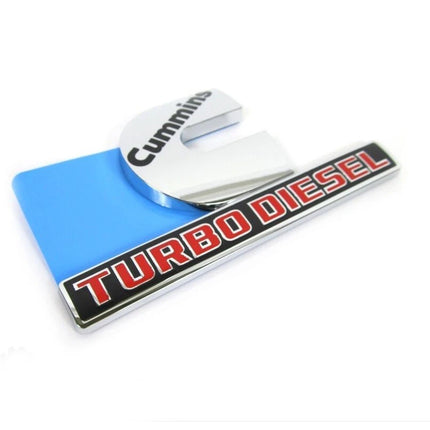 Cummins Turbo Diesel Emblem Badge Fits Ram 2500/3500 3D Replacement (Black/Red/Chrome)