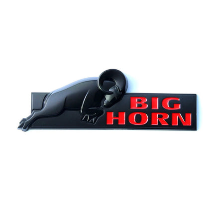 Premium 3D Bighorn Emblem Raised Letters Badge for RAM 1500/2500 (Black/Red/Chrome)