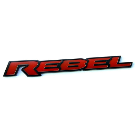 REBEL Tailgate Emblem Badge Fits Ram 1500/2500 3D 13" Replacement (Black/Red/Chrome)