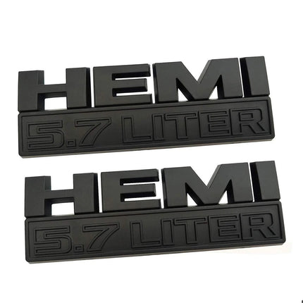 5.7L HEMI Badge Set for RAM 1500 (2013-2018) Replacement Emblems (Black/Red/Chrome)