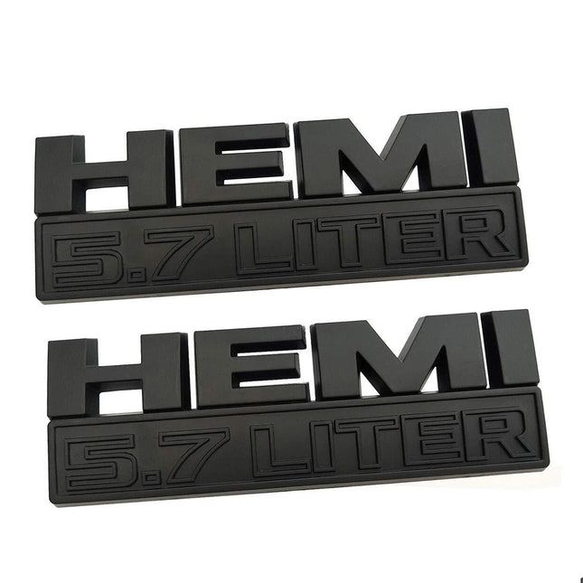 5.7L HEMI Badge Set for RAM 1500 (2013-2018) Replacement Emblems (Black/Red/Chrome)