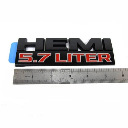 5.7L HEMI Badge Set for RAM 1500 (2013-2018) Replacement Emblems (Black/Red/Chrome)