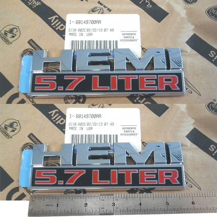 5.7L HEMI Badge Set for RAM 1500 (2013-2018) Replacement Emblems (Black/Red/Chrome)