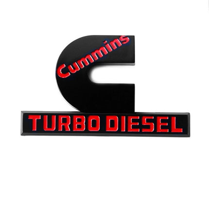 Cummins Turbo Diesel HIGH OUTPUT Emblems 3D Badge Replacement 23465289 (Black/Red/Chrome)