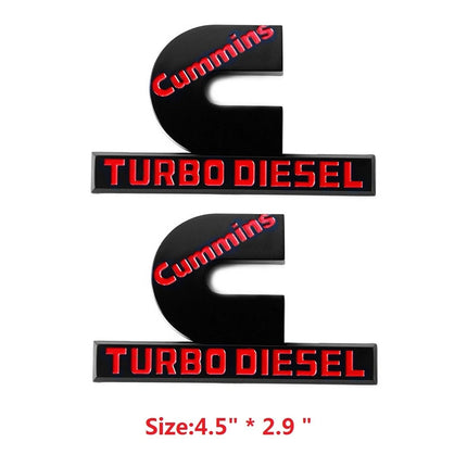 Cummins Turbo Diesel HIGH OUTPUT Emblems 3D Badge Replacement 23465289 (Black/Red/Chrome)