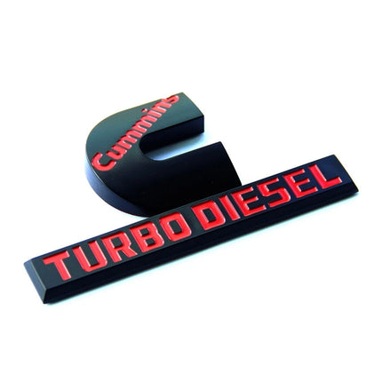 Cummins Turbo Diesel HIGH OUTPUT Emblems 3D Badge Replacement 23465289 (Black/Red/Chrome)