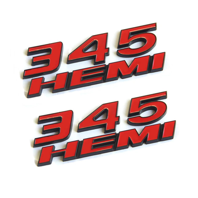 345 Side Emblem Badge Set Fits Dodge Challenger Charger RAM 1500 (Black/Red)