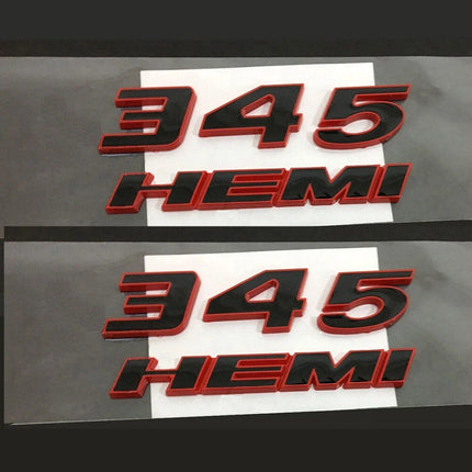 345 Side Emblem Badge Set Fits Dodge Challenger Charger RAM 1500 (Black/Red)