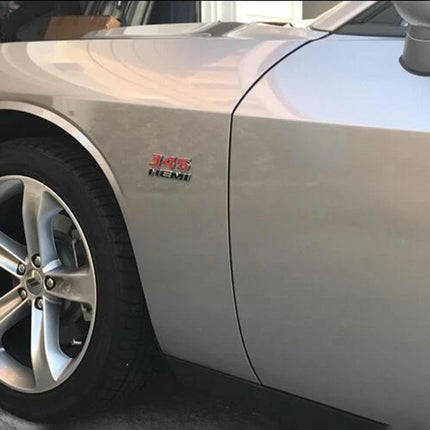 345 Side Emblem Badge Set Fits Dodge Challenger Charger RAM 1500 (Black/Red)