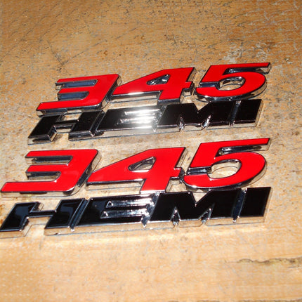 345 Side Emblem Badge Set Fits Dodge Challenger Charger RAM 1500 (Black/Red)