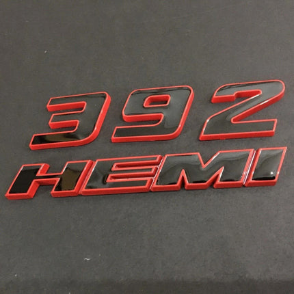 392 Side Emblem Badge Set Fits Dodge Challenger Charger Replacement (Black/Red)