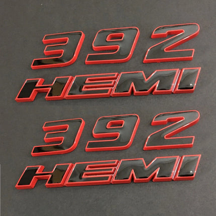 392 Side Emblem Badge Set Fits Dodge Challenger Charger Replacement (Black/Red)