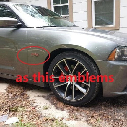 392 Side Emblem Badge Set Fits Dodge Challenger Charger Replacement (Black/Red)