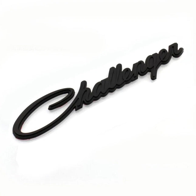 Hood CHALLENGER Letter Emblem Badge Fits 2009–2023 Dodge Challenger (Black/Chrome) 2-Pack